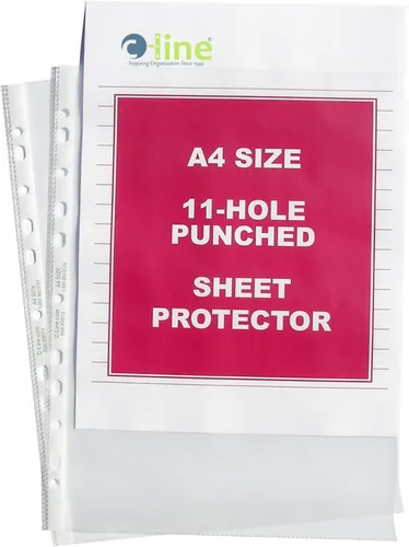 C-Line Top Loading - Protectores de hojas de polietileno pesados, transparentes, tamaño A4, 11.75 x 8.25 pulgadas, 50 por caja (08013)