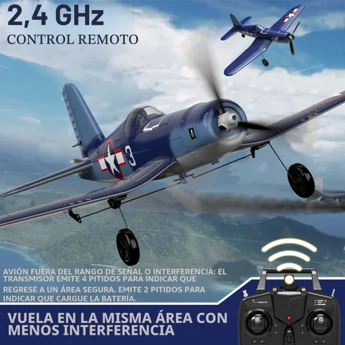 Miniatura 2 de LEAMBE Avión RC de 4 canales: avión acrobático listo para volar, fácil control para principiantes, avión F4U Corsair RC el mejor regalo para adultos