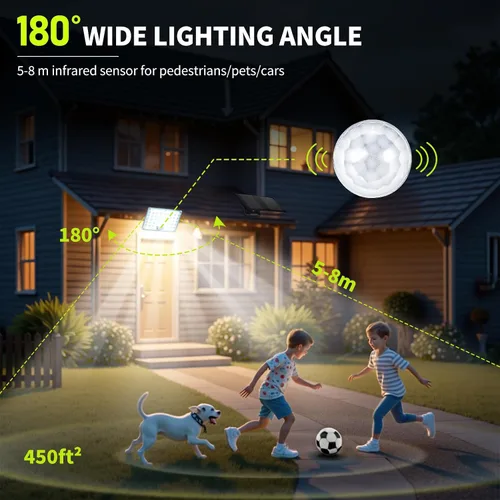 Miniatura 2 de Pack de 2 luces solares con 184 LED para exteriores, con sensor de movimiento, luces solares de pared impermeables al aire libre con 3 modos