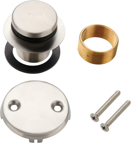 Miniatura 7 de WELLUP - Kit de conversión de drenaje de bañera con punta de bronce, kit de ajuste de drenaje de bañera con placa frontal de desbordamiento de dos