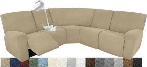 Miniatura 59 de Fundas impermeables de sofá reclinable modular para sofás reclinables, lavable en forma de L, para perros, fundas elásticas para sofá reclinable
