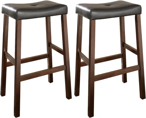 Miniatura 7 de Crosley Furniture Juego de 2 taburetes de bar tapizados con altura de mostrador, color negro, 24 pulgadas