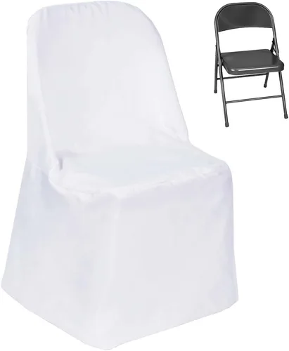 Miniatura 2 de Tableclothsfactory - 40 unidades de fundas de silla plegables de lino y poliéster blanco para sillas de comedor, para eventos de boda, fiestas