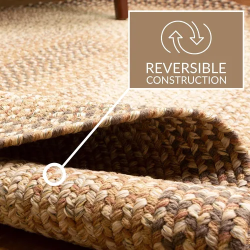 Miniatura 8 de Super Area Rugs - Alfombras trenzadas 2X3 para granja y cocina - Alfombra Ridgewood trenzada para sala de estar - Reversible - Para Taupetone / Beige