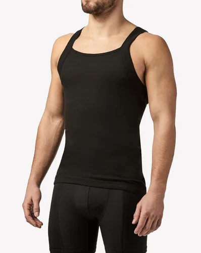 Miniatura 7 de papi Paquete de 3 camisetas sin mangas de algodón con cuello cuadrado para hombre, Negro, azul, rojo
