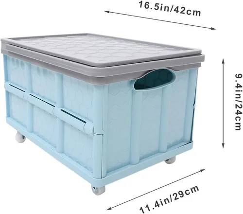 Miniatura 3 de Contenedores de almacenamiento plegables con tapas, cajas plegables de plástico apilables de 30 L, caja de almacenamiento de plástico apilable Rosa