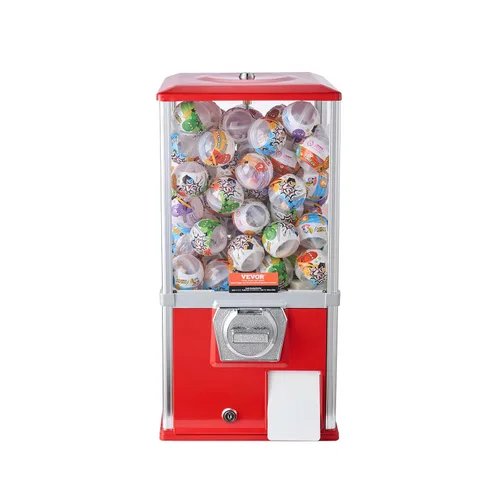 Miniatura 10 de VEVOR Máquina de chicle, Máquina expendedora casera de 21 pulgadas de altura, Dispensador de bolas hinchables PS, capacidad para 180 juguetes de Rojo
