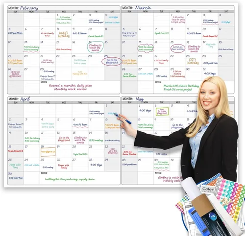 Miniatura 14 de Magneitc - Calendario de pared gigante laminado de dos meses de borrado en seco, 38 x 50 pulgadas, enorme pizarra blanca borrable vertical