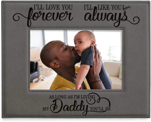 Miniatura 7 de KATE POSH I'll Love You Forever, I'll Like You for Always, as Long as I'm Living My Daddy You'll be. Marco de fotos de cuero bronceado grabado, papá