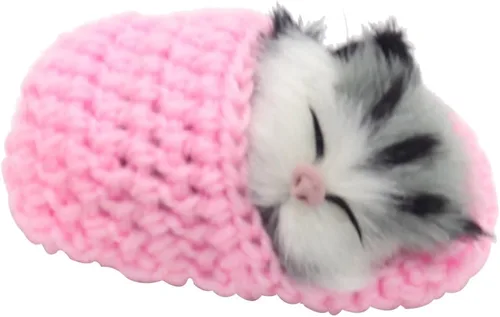 Miniatura 7 de 4 piezas de gato dormido en zapatilla de juguete, mini gatito en zapato con sonidos de maullidos decoración de mano juguete de regalo para niños