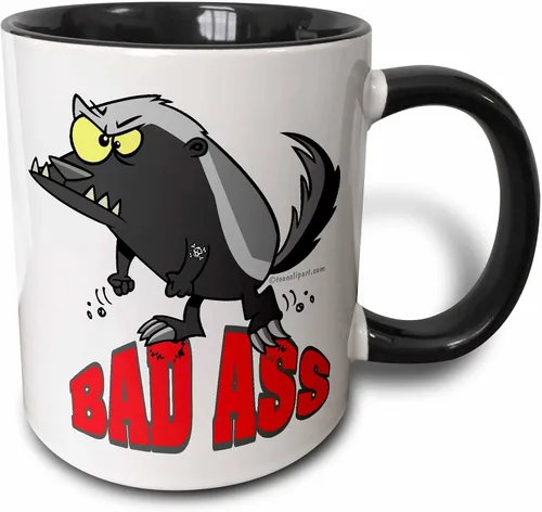 Miniatura 12 de 3dRose Badass Bad Ass Honey Badger - Taza de dos tonos, 11 onzas, rojo/blanco 2-Rojo/Blanco