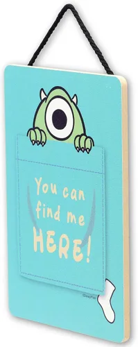 Miniatura 2 de Disney Pixar Monsters, Inc. You Can Find Me Here - Cartel colgante de madera – Lindo cartel de Mike para dormitorio o guardería