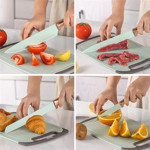 Miniatura 2 de Juego de utensilios de cocina y cuchillos de cocina de 19 piezas con bloque de soporte, incluye 11 utensilios de cocina de silicona, 5 cuchillos