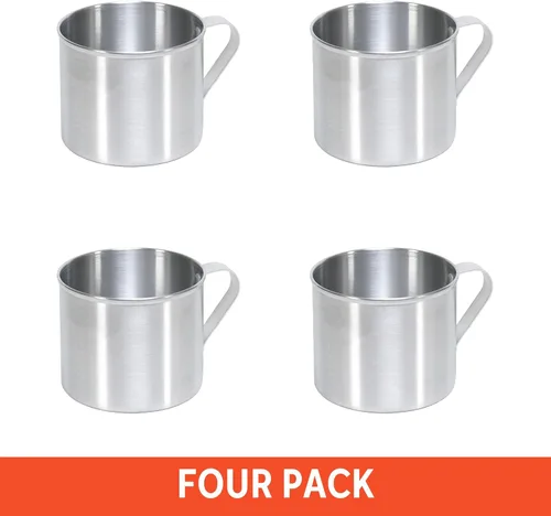 Miniatura 2 de IMUSA Paquete de 4 tazas de aluminio de 0.7 cuartos de galón para uso en estufa o campamento, color plateado