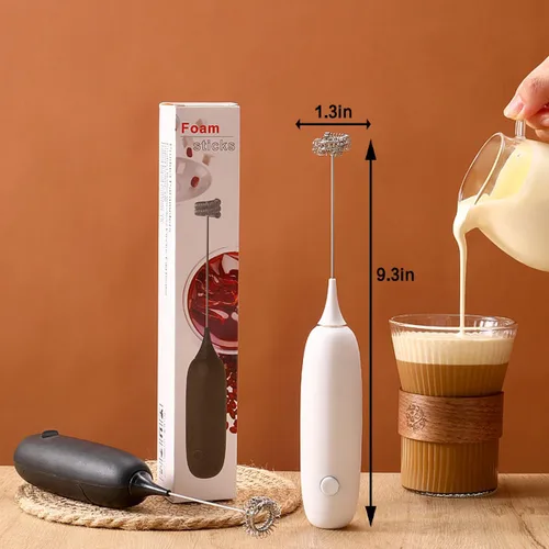 Miniatura 4 de 1 espumador de café de mano, mini mezclador de bebidas con batidor de acero inoxidable, espumador de leche de mano ajustable para capuchinos, Blanco
