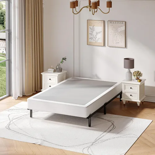 Miniatura 7 de Somier individual de 5 pulgadas, capacidad de 1500 libras, tamaño de base de cama metálica, base de colchón de perfil bajo con funda de tela, fácil
