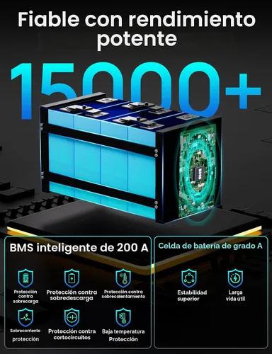 Miniatura 8 de ECO-WORTHY LiFePO4 carcasa metálica de 12 V 280 Ah batería de litio con Bluetooth, protección a baja temperatura, BMS de 200 A integrado, 3584 Wh