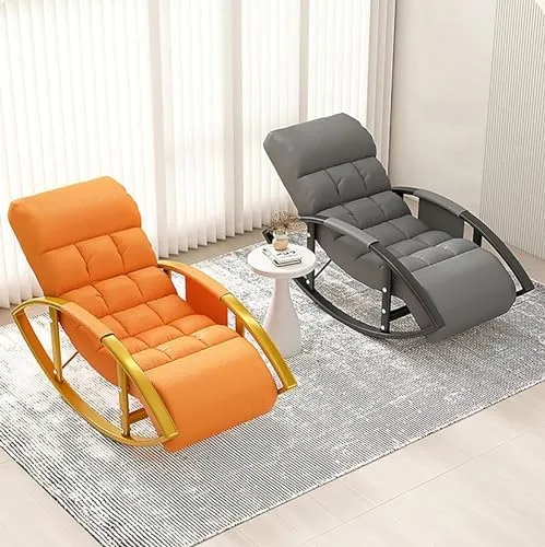 Miniatura 3 de Large Adjustable Reclining Rocking Chair Set with Footrest for Living Room and BalconyComfortable Outdoor Indoor Seating Solution,Amarillo-Golden