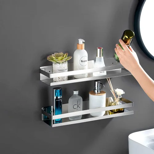 Miniatura 3 de CONRUSER Estante de especias montado en la pared, organizador de cocina de acero inoxidable, estante de almacenamiento colgante, estante