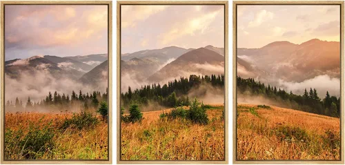 Miniatura 46 de SIGNWIN Lienzo enmarcado para pared, juego de arte nublado de tormenta, cielo, bosque otoñal, árboles, rústico, naturaleza, fotografía, realismo