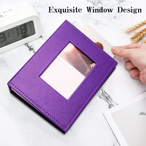 Miniatura 3 de Vienrose Álbum de fotos de 4 x 6 pulgadas, 100 fotos, cubierta de piel, libro de fotos con ventana frontal, álbumes de fotos deslizables para bebé