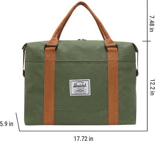 Miniatura 7 de Bolsa de viaje para artículos personales, bolsas de gimnasio expandibles, bolsas de lona para deportes y viajes de fin de semana, Verde, Grande