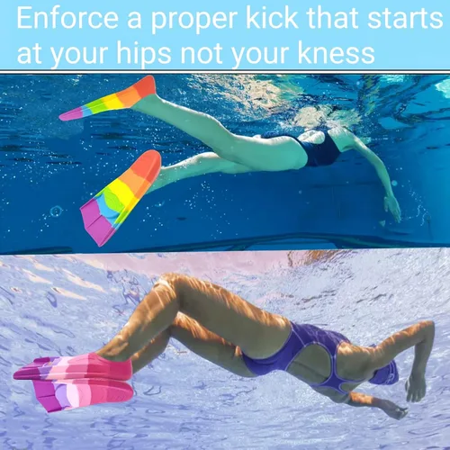 Miniatura 7 de Swimming Training Fins,Kids Swim Fins,Comfortable Swimming Flippers Suitable for Children,Beginners,Girls,Boys,Adults BB-arco iris colorido