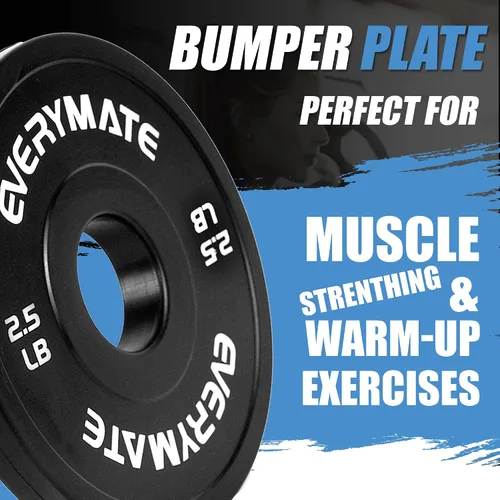Miniatura 9 de EVERYMATE Juego de placas de peso de cambio negro, 1.25 libras, 2.5 libras, 5 libras, juego de placas olímpicas fraccionarias para entrenamiento 15