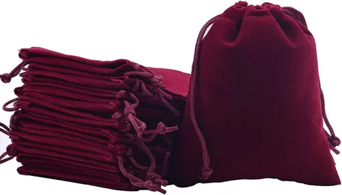GYBest Mayorista de 3 x 4 pulgadas, paquete de 100 bolsas de joyería de tela de terciopelo rojo azufaifabolsas con cordón (3 x 4 pulgadas, 100