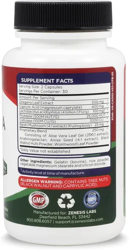 Miniatura 2 de Candida Complex Cleanse Detox Suplemento de ácido caprílico, extracto de orégano, probióticos, enzimas (60 cápsulas, suministro para 30 días)