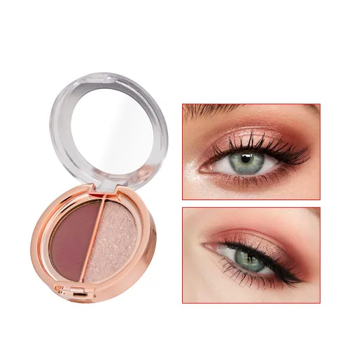 Miniatura 10 de Sombra de ojos de doble color, paleta de maquillaje de ojos de alto pigmento, polvo de sombra de ojos mate con brillo metálico, maquillaje de ojos