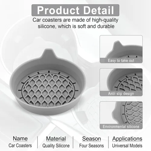 Miniatura 3 de SINGARO - Posavasos para tazas de automóvil, inserto de portavasos de silicona, portavasos universales antideslizantes, accesorios