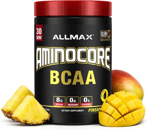 Miniatura 14 de ALLMAX Nutrition AMINOCORE BCAA en polvo, 0.29oz de aminoácidos, bebida de recuperación intra y después del entrenamiento, sin gluten, frambuesa