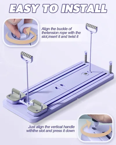 Miniatura 5 de ZOOMSNAIL Tabla de pilates, tabla multifuncional con temporizador, máquina de abdominales antideslizante con soporte de codo, fácil de almacenar