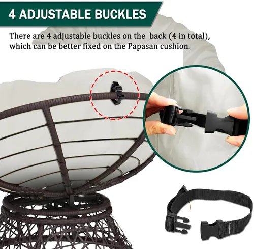 Miniatura 3 de Funda de cojín Papasan solamente, (para fundas de cojín para sillas Papasan de 40 a 50 pulgadas) diseño de cremallera beige para un fácil cierre