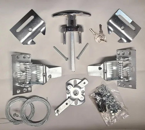Miniatura 6 de Kit universal de cerradura de puerta de garaje con pestillo de resorte y manija con llave