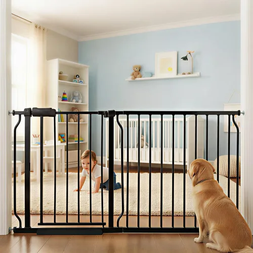 Miniatura 17 de Puertas para bebés extra anchas de 48 a 53 pulgadas, puerta grande para bebé, para escaleras, para mascotas, puertas para interiores, para puertas