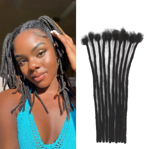 Miniatura 11 de Extensiones de rastas de cabello humano 100% real, de 0.1 in, 8 pulgadas, 10 hebras para hombres y mujeres, con cobertura de cabeza completa, hechas
