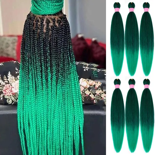 Miniatura 26 de Cabello para trenzar preestirado plateado, 20 pulgadas, 6 paquetes de extensiones de cabello trenzado Ombre preestiradas para mujeres, fibra