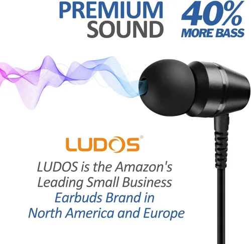 Miniatura 7 de LUDOS OMNITONE Auriculares con cable in-ear, 5 años de garantía, auriculares con micrófono, conector de 3.5 mm, auriculares con cable