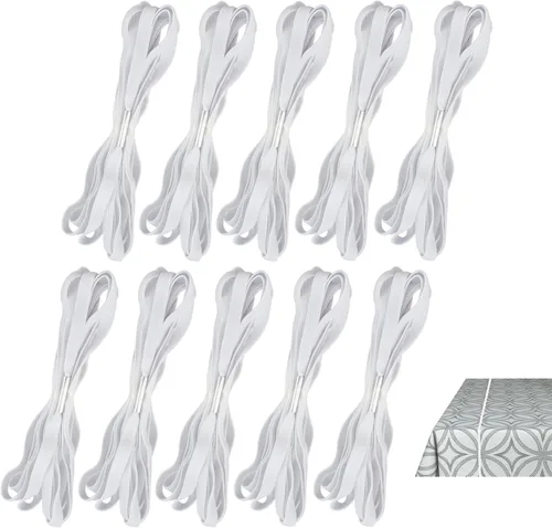 Miniatura 8 de Bandas elásticas para mantel de mesa, 10 unidades, color negro, elástico, resistente al viento, para sujetar el mantel para exteriores, cocina