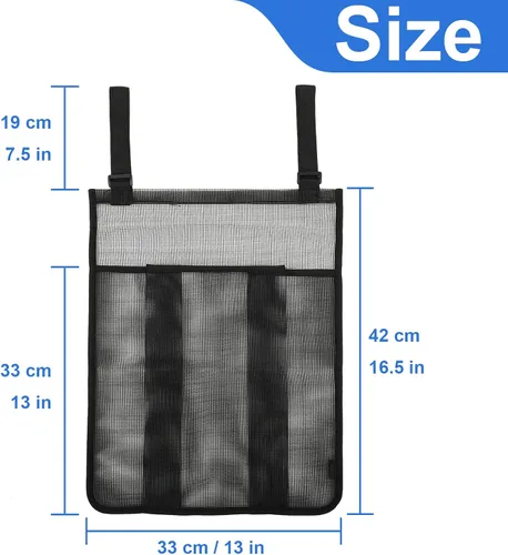 Miniatura 2 de Bolsa de 2 piezas para zapatos de trampolín, bolsa de malla de almacenamiento de trampolín negro con 2 correas de gancho y bucle, soporte