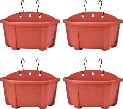Miniatura 10 de ORIMERC Paquete de 4 macetas colgantes de pared de 9.8 pulgadas para plantas de interior, soporte para plantas de pared con orificio de drenaje