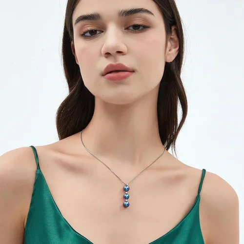 Miniatura 15 de Collar de perlas negras, blancas, doradas, grises para mujer, collar con colgante de plata esterlina, perlas cultivadas en agua salada auténticas