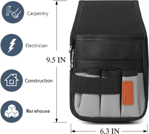 Miniatura 2 de VIDAR TOOLS Pequeña bolsa de herramientas con clip para cinturón, bolsas para cinturón de herramientas, bolsa de herramientas de electricista. Mini