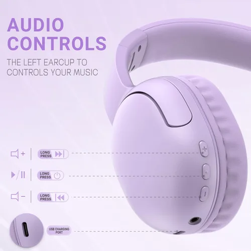 Miniatura 2 de LORELEI B-E5 - Auriculares Bluetooth para niños, auriculares inalámbricos para niños, plegables, 40 horas de reproducción, micrófono incorporado