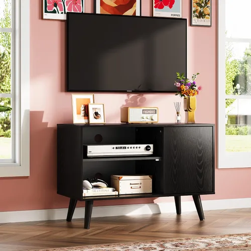 Miniatura 2 de WLIVE Soporte de TV para televisores de 40 pulgadas, pequeño centro de entretenimiento con gabinete de almacenamiento, soportes de TV modernos