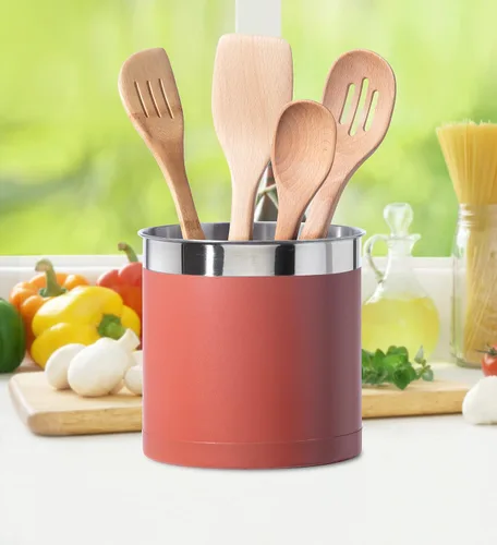 Miniatura 4 de OGGI - Portautensilios de acero inoxidable extragrande - Organizador de utensilios de cocina de 7", con base con peso para mayor estabilidad
