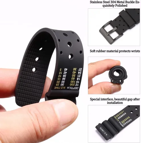 Miniatura 4 de Correa de silicona suave de 0.787 in compatible con Citizen Hyper Aqualand Duplex Promaster para hombre, correa de reloj de buceo impermeable