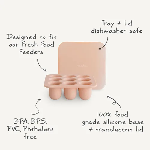 Miniatura 8 de mushie Bandeja de congelador con tapa para alimentos frescos para bebés congelados, 9 tazas x 0.5 onzas, contenedor de almacenamiento sin BPA (rubor)